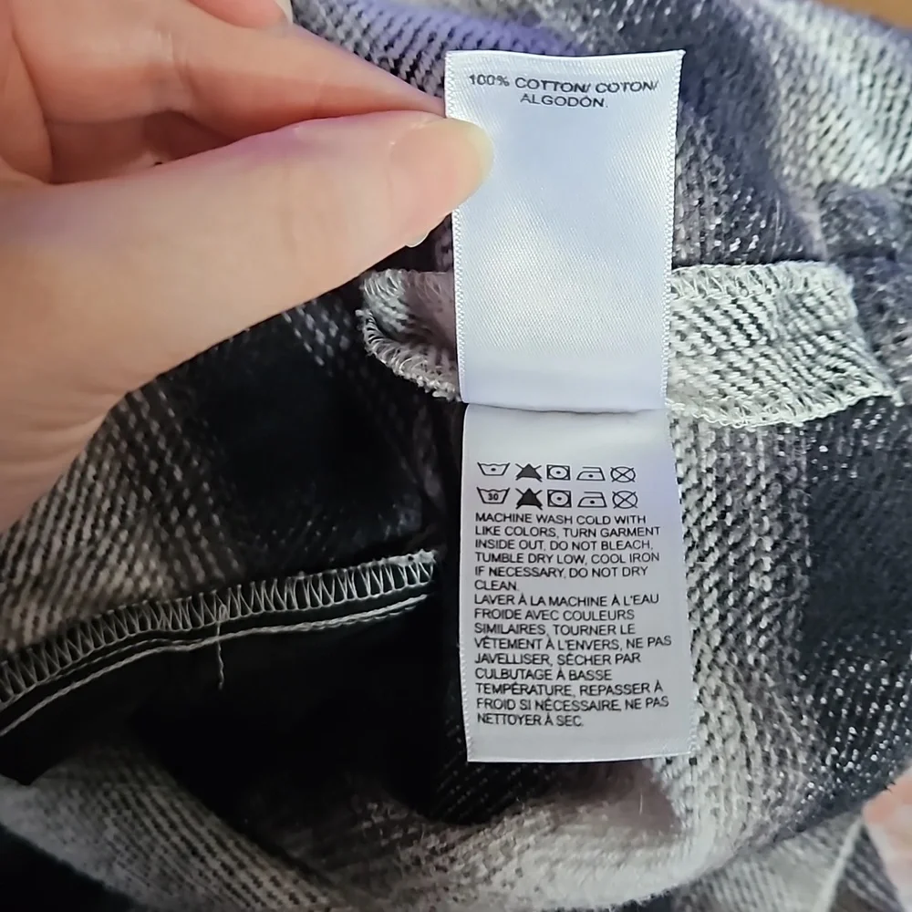 Lucky brand black white and grey flannel shacket women's size large
